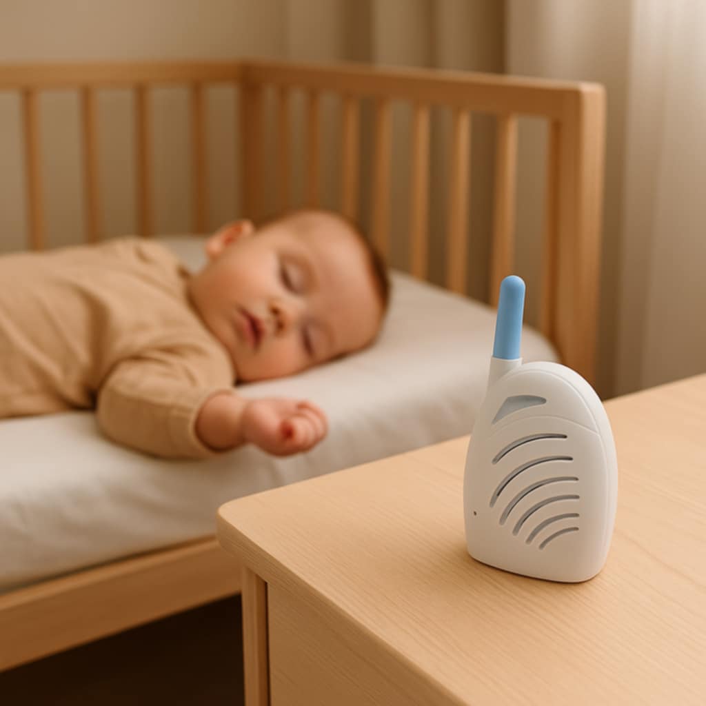 babyphone voxguard blanc et bleu bureau