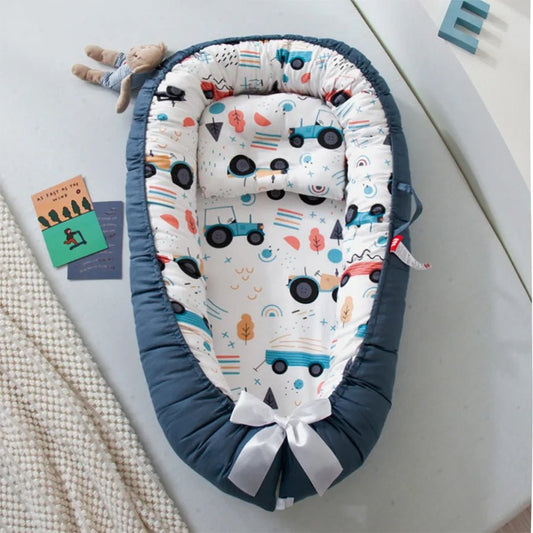 Berceau Bébé - NidPortableBébé™ - Voiture Bleue - Câlin et Berceau