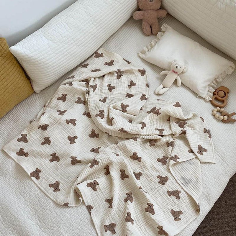 Couverture bebe ourson toutou blanc