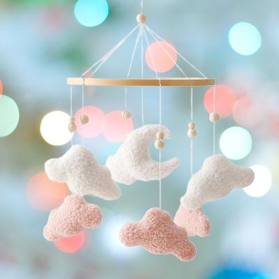 Mobile en Bois Bébé - WoodenCribBell™ - Nuages - Câlin et Berceau