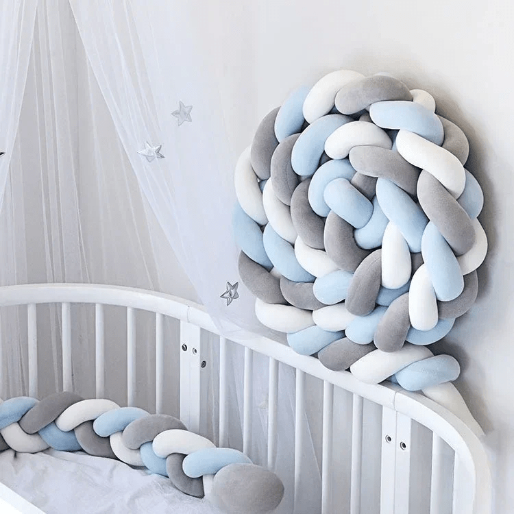 Tresse de lit bébé | Cocotresse ™ - Bleu 3 Couleurs - Câlin et Berceau