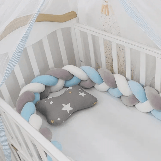 Tresse de lit bébé | Cocotresse ™ - Bleu 3 Couleurs - Câlin et Berceau